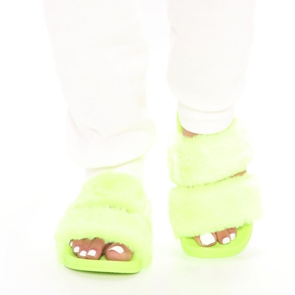 Fashion Nova Shoes - New neon fashion nova furry slides